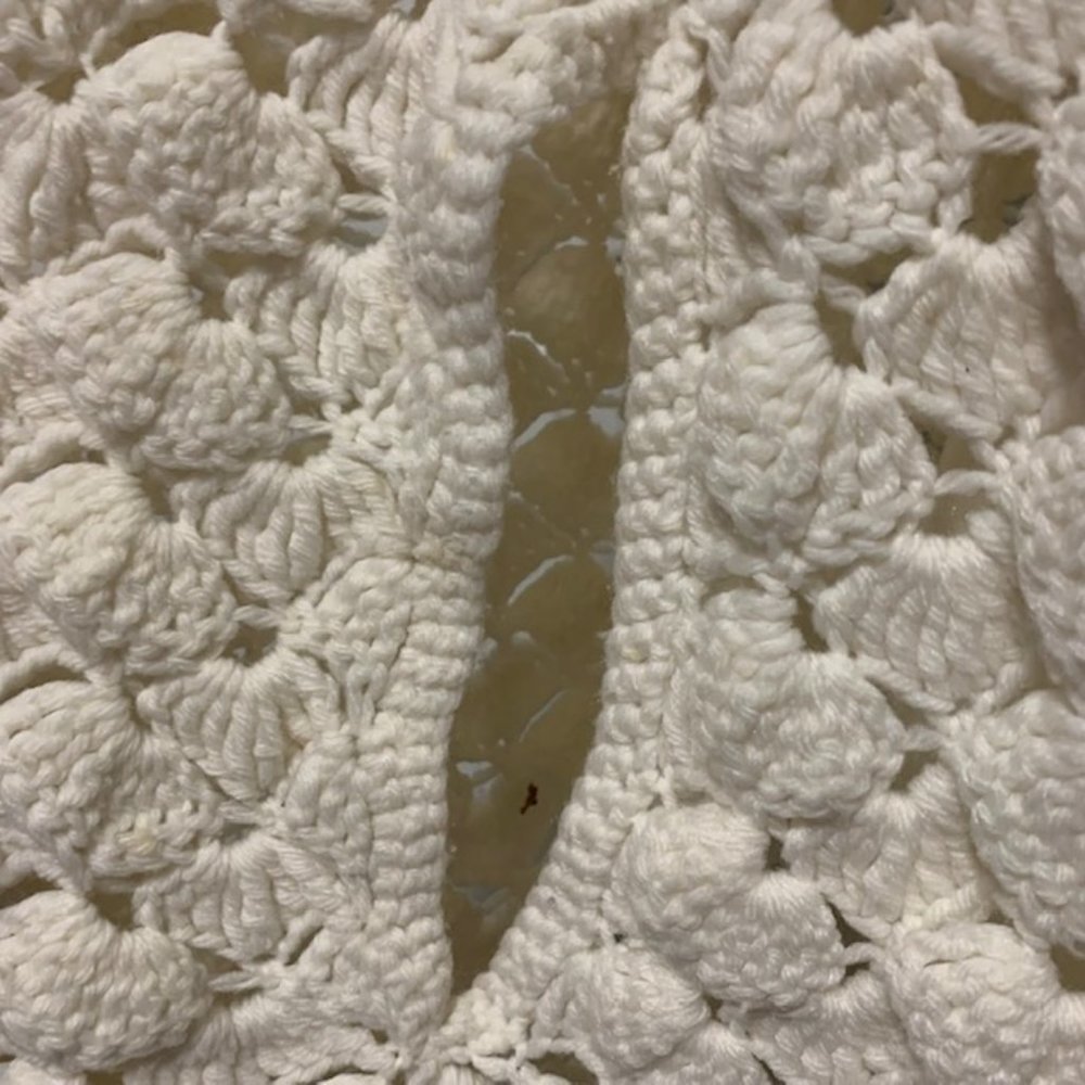 Vintage Hand Crocheted Shell Pattern Cape Shawl F… - image 5